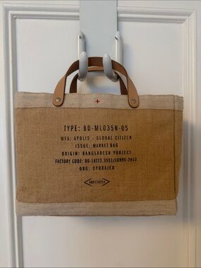 Apolis Tan Canvas Market Tote with Leather Handles